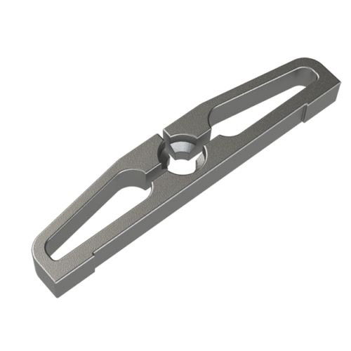 The 5/8-inch Hedgehog featherboard miter clamp is 0.625-inch wide and fits narrow width miter slots such as contractor saws and other small equipment.